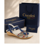 Sandale dama bleumarin din piele naturala cu detalii multicolore si talpa tip pana S27XBL